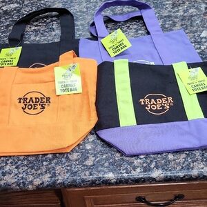 Trader Joe's Mini Tote Bag Set - Black, Orange, Purple